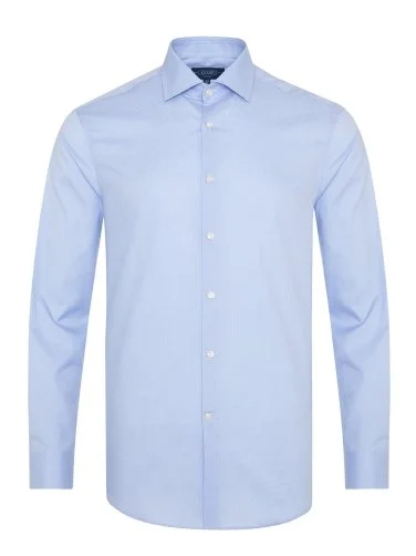 Non Iron Piyedepul Patterned Classic Collar Tailor Fit Journey Blue Shirt with Germirli - 1