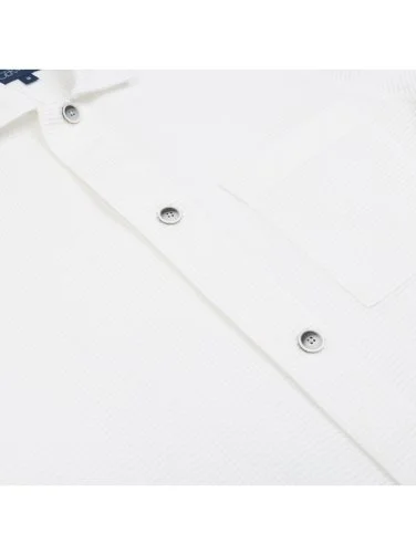 Germirli Optic White 3D Waffle Texture Cotton Jacket Shirt - 3