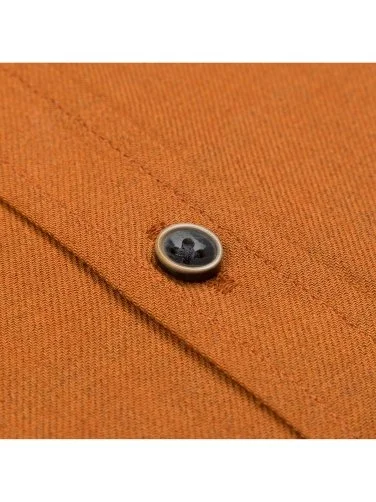 Orange Twill Texture Soft Collar Tailor Fit Cotton Wool Shirt with Germirli - 3