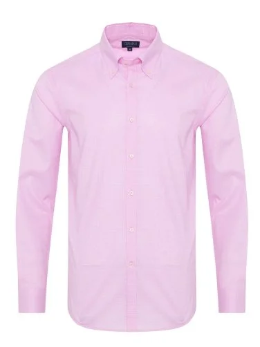 Pink Checkered Button-Down Collar Tailor Fit Exclusive Shirt with Germirli - 1