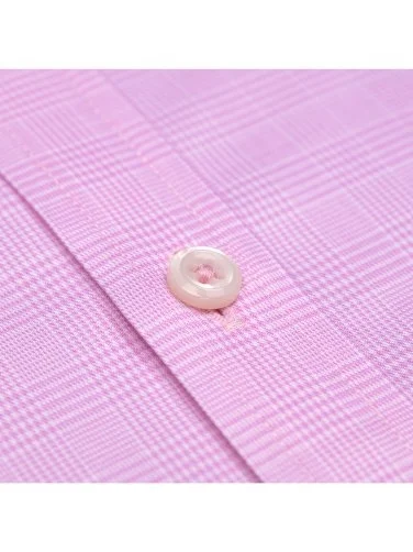 Pink Checkered Button-Down Collar Tailor Fit Exclusive Shirt with Germirli - 3