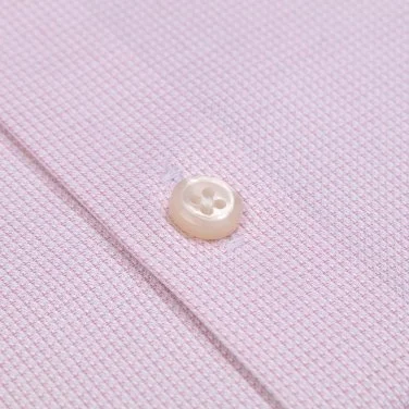 Germirli Pink White Patterned Classic Collar Tailor Fit Oxford Non Iron Cotton Shirt - 3