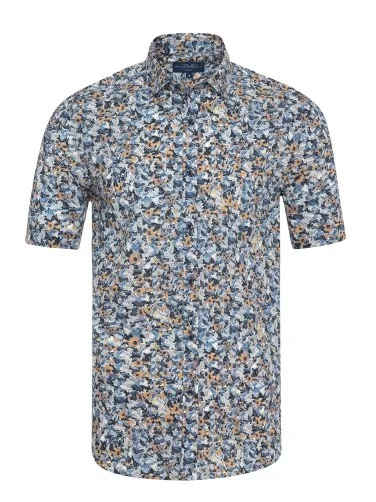 Germirli Printed Patterned Soft Collar Tailor Fit Short Sleeve Men's Shirt - 1