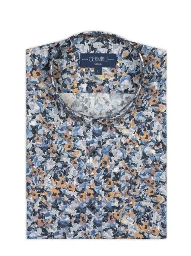 Germirli Printed Patterned Soft Collar Tailor Fit Short Sleeve Men's Shirt - 2