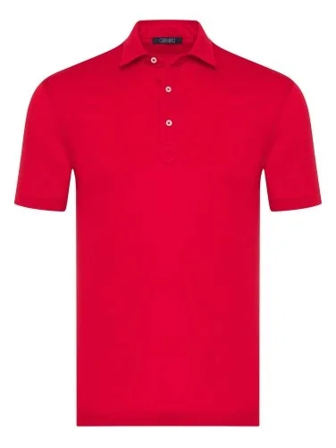 Germirli Red Piquet Shirt Collar Regular Fit Mercerized T-Shirt - 1