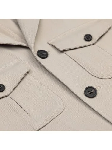 Germirli Sand Beige Color Utility Flap Pocket Cotton Jacket Shirt - 2