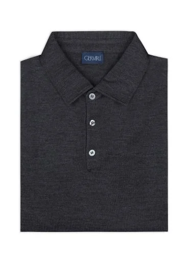 Germirli Grey Shirt Collar Regular Fit Extra Fine Wool Knitwear - 2