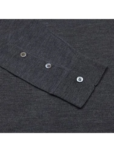 Germirli Grey Shirt Collar Regular Fit Extra Fine Wool Knitwear - 4