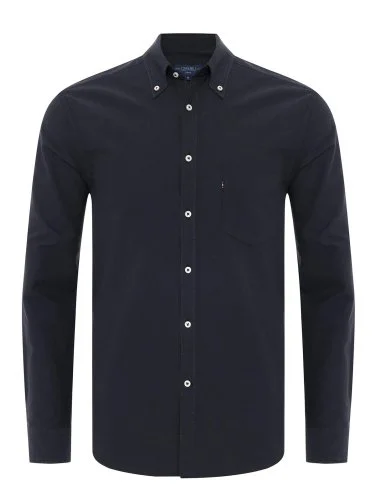 Germirli Sport Oxford Button Collar Black Single Pocket Cotton Shirt - 1