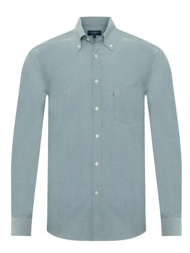 Germirli Sports Oxford Button Collar Green Single Pocket Cotton Shirt - 1