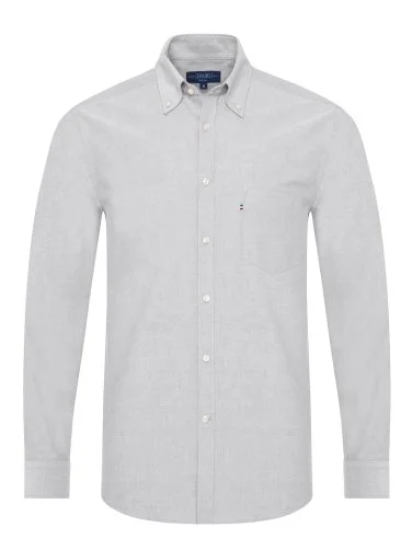 Germirli Stone Color Button-Down Collar Pocket Tailor Fit Sport Oxford Men's Shirt - 1