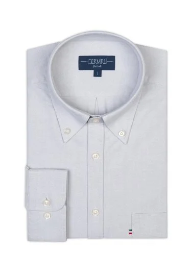 Germirli Stone Color Button-Down Collar Pocket Tailor Fit Sport Oxford Men's Shirt - 2