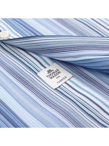 Germirli Thomas Mason Button-down Collar Blue Navy White Striped Tailor Fit Cotton Shirt - 4