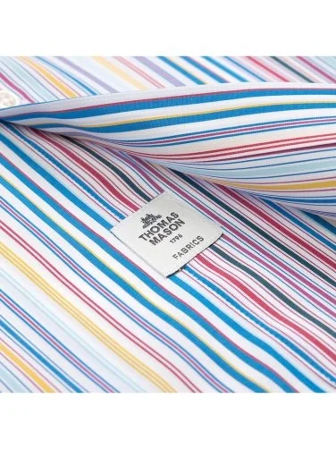 Germirli Thomas Mason Button-down Collar Yellow Red Blue Striped Tailor Fit Cotton Shirt - 4