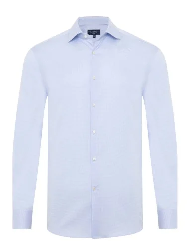 Germirli Thomas Mason White Blue Patterned Anti Crease Formula Tailor Fit Non Iron Shirt - 1