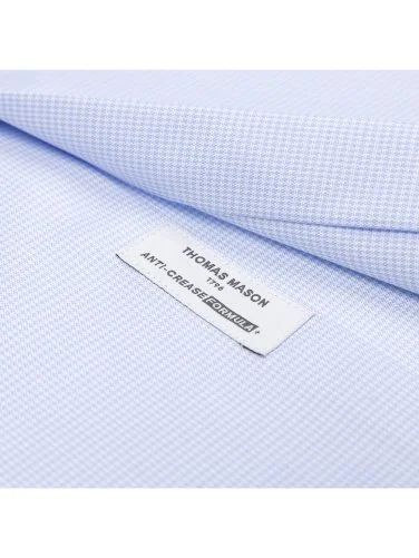 Germirli Thomas Mason White Blue Patterned Anti Crease Formula Tailor Fit Non Iron Shirt - 4