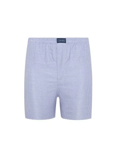 Germirli White, Blue Small Checkered Cotton Boxer Shorts - 1