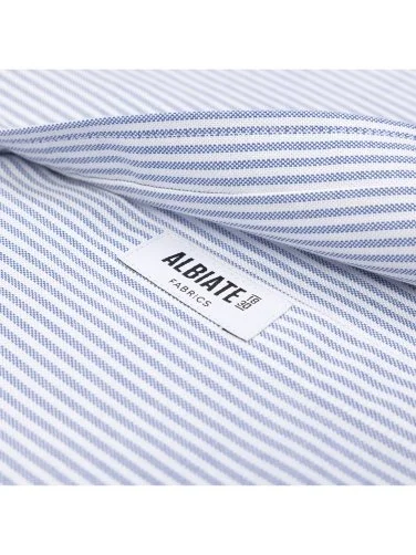 Germirli White Blue Striped Albiate Button-down Collar Pocket Tailor Fit Oxford Sport Shirt - 4
