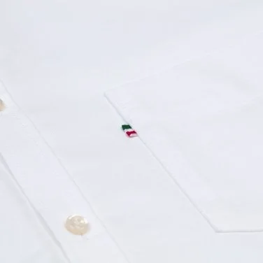 Germirli White Button-Down Collar Pocket Tailor Fit Oxford Men's Sport Shirt - 4