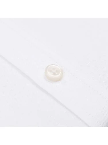 Germirli White Exclusive Panama Texture Button-down Collar Tailor Fit Cotton Shirt - 3