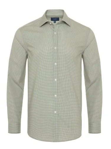 Germirli White Green Checkered Classic Collar Tailor Fit Shirt - 1