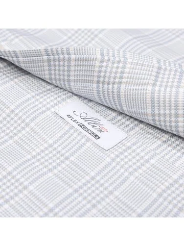 Germirli White Gray Plaid Albini Relax Formula Tailor Fit Pure Cotton Exclusive Shirt - 4