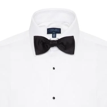 Germirli White Honeycomb Textured Classic Collar Slim Fit Groom Shirt - 3