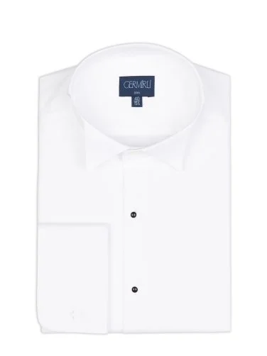 Germirli White Honeycomb Textured Ata Collar Slim Fit Shirt - 2