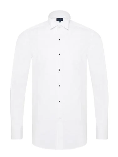 Germirli White Honeycomb Textured Ata Collar Slim Fit Shirt - 5