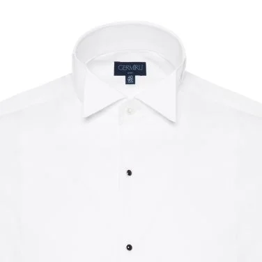 Germirli White Honeycomb Textured Ata Collar Slim Fit Shirt - 7