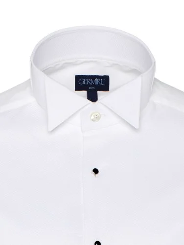 Germirli White Honeycomb Textured Ata Collar Slim Fit Shirt - 6