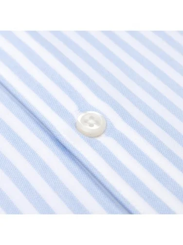 Germirli White Light Blue Striped 3D Germirli Slim Fit Active Cotton Shirt - 3