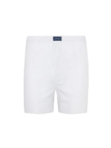 Germirli White Navy Thin Striped Cotton Boxer Shorts - 1