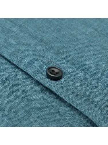 Green Delave Linen Button-down Collar Tailor Fit Shirt with Germirli - 3