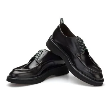 Green George Bitter Brown Leather Lace-Up Live Tech Sole Italian Shoes - 1