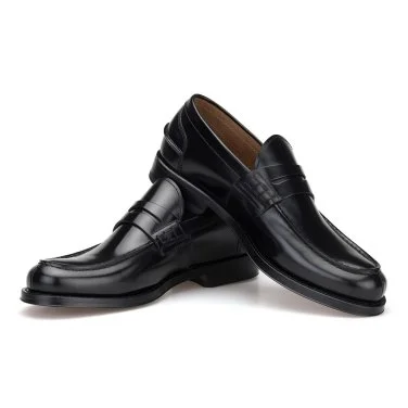 Green George Black Leather Leather Sole Loafer Italian Shoes - 1