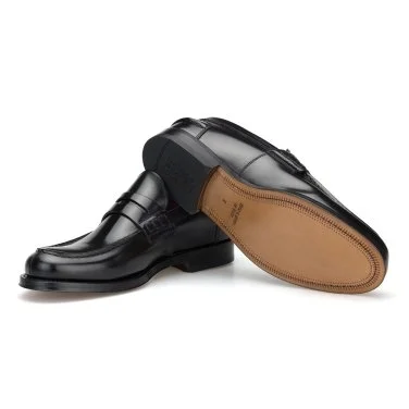 Green George Black Leather Leather Sole Loafer Italian Shoes - 5