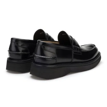 Green George Black Leather Live Tech Sole Loafer Italian Shoes - 3