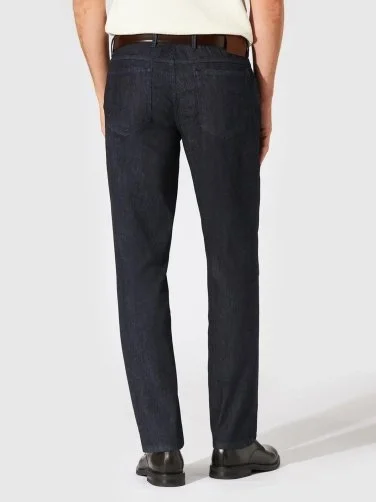 Hiltl 5 Pocket Thin Navy Blue Cotton Elastane Regular Fit Denim Trousers - 2
