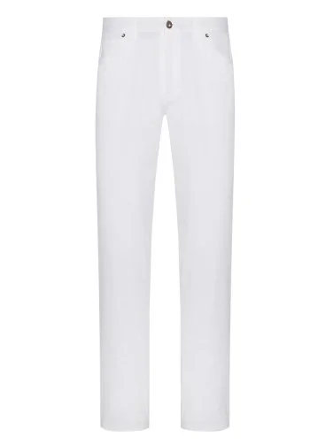 Hiltl 5 Pocket White Cotton Elastane Regular Fit Trousers - 1