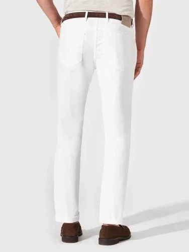 Hiltl 5 Pocket White Cotton Elastane Regular Fit Trousers - 2