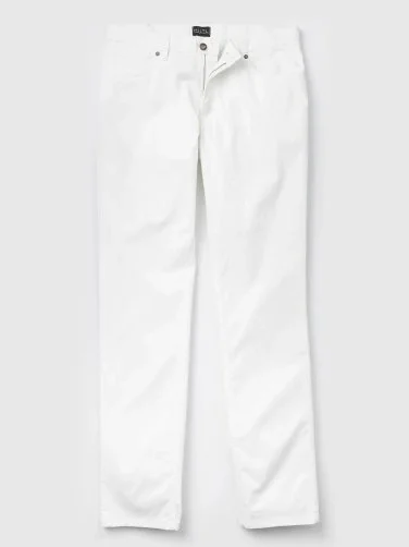 Hiltl 5 Pocket White Cotton Elastane Regular Fit Trousers - 5