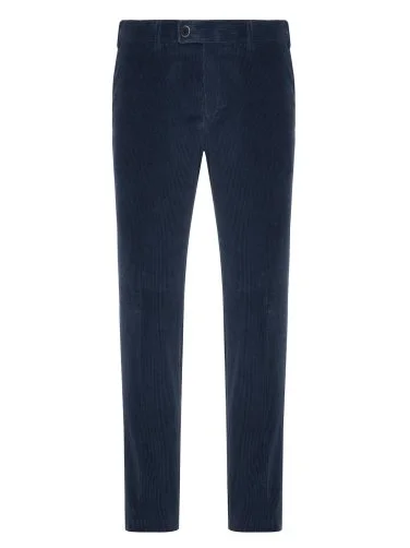 Hiltl Aviator Blue Cotton Wool Slim Fit Chino Luxury Velvet Men's Trousers - 1