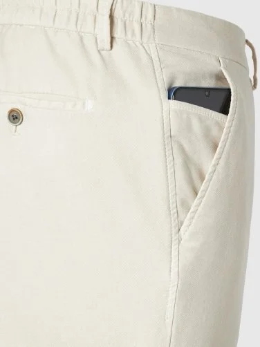 Hiltl Beige Color Vintage Elastic Waist Back Cotton Elastane Slim Fit Trousers - 4