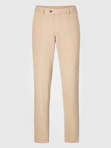 Hiltl Beige Comfort Germirli Elastic Waist Back Slim Fit Cotton Chino Trousers - 4