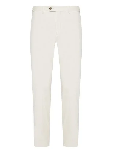 Hiltl Bone Color Supima Cotton Slim Fit Thin Corduroy Chino Pants - 1