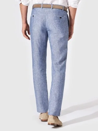 Hiltl Chino Blue Pure Linen Regular Fit Trousers - 2