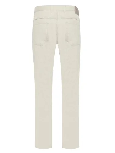 Hiltl Ecru 5 Pocket Textured Cotton Elastane Slim Fit Trousers - 3