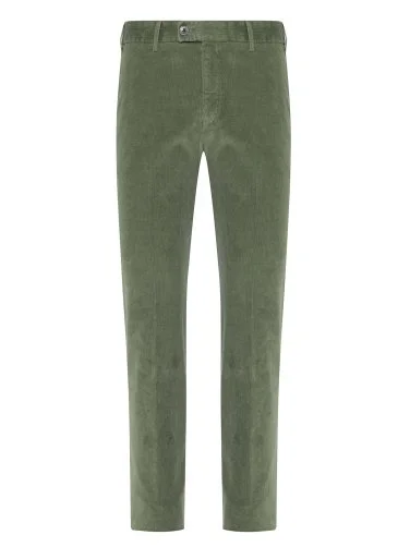 Hiltl Green Supima Cotton Slim Fit Thin Corduroy Chino Pants - 1