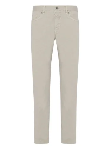 Hiltl Stone Color 5 Pocket Washed Slim Fit Cotton Trousers - 1